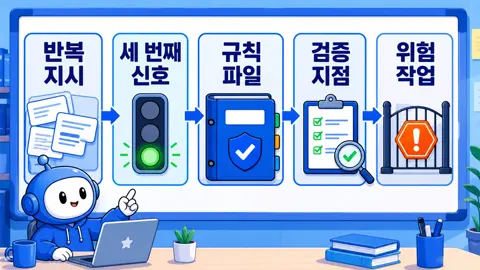 반복 지시가 규칙 파일과 검증 지점으로 정리되는 흐름